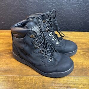 Timberland Black Leather Euro Hiker Boots Youth Size 3.5‎ Waterproof Kids Shoes